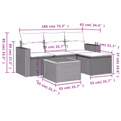 vidaXL Set Divano da Giardino 5 pz con Cuscini Beige in Polyrattan - Vista aggiuntiva 3
