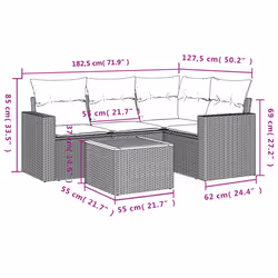 Set Divano da Giardino 5 pz con Cuscini Beige in Polyrattancod mxl 111966 - Vista aggiuntiva 3