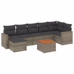 vidaXL Set Divano da Giardino 8 pz con Cuscini Grigio in Polyrattan - Vista aggiuntiva 2