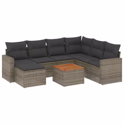 Set Divano da Giardino 8 pz con Cuscini Grigio in Polyrattancod mxl 111890 - Vista aggiuntiva 2
