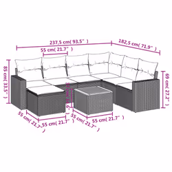 Set Divano da Giardino 8 pz con Cuscini Grigio in Polyrattancod mxl 111890 - Vista aggiuntiva 3
