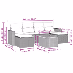 vidaXL Set Divani da Giardino 7 pz con Cuscini Beige in Polyrattan - Vista aggiuntiva 3