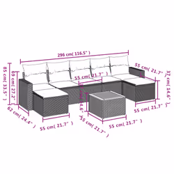 vidaXL Set Divano da Giardino 8 pz con Cuscini Beige in Polyrattan - Vista aggiuntiva 3