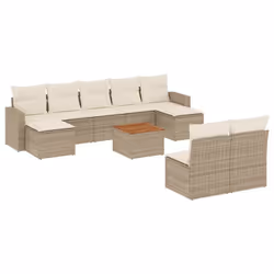 vidaXL Set Divano da Giardino 10 pz con Cuscini Beige in Polyrattan - Vista aggiuntiva 2
