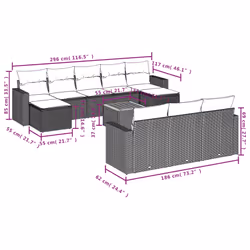 vidaXL Set Divani da Giardino 11 pz con Cuscini in Polyrattan Nero - Vista aggiuntiva 3