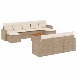 vidaXL Set Divani da Giardino 11 pz con Cuscini Beige in Polyrattan - Vista aggiuntiva 2