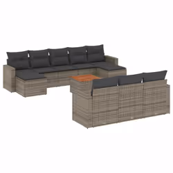 Set Divani da Giardino 11 pz con Cuscini in Polyrattan Grigiocod mxl 111406 - Vista aggiuntiva 2