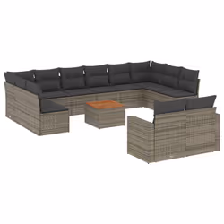 Set Divani da Giardino 13 pz con Cuscini Grigio in Polyrattancod mxl 88029 - Vista aggiuntiva 2