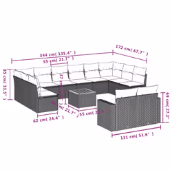 Set Divani da Giardino 13 pz con Cuscini Grigio in Polyrattancod mxl 88029 - Vista aggiuntiva 3
