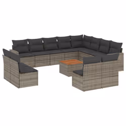 Set Divani da Giardino 13 pz con Cuscini Grigio in Polyrattancod mxl 88578 - Vista aggiuntiva 2