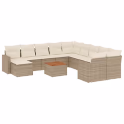 Set Divani da Giardino 12 pz con Cuscini Beige in Polyrattancod mxl 111888 - Vista aggiuntiva 2