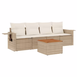 Set Divano da Giardino 5 pz con Cuscini Beige in Polyrattancod mxl 112924 - Vista aggiuntiva 2