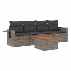 Set Divano da Giardino 5 pz con Cuscini Grigio in Polyrattancod mxl 112925 - Vista aggiuntiva 2