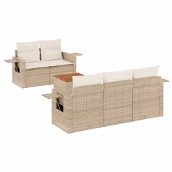 Set Divano da Giardino 6 pz con Cuscini Beige in Polyrattancod mxl 116707 - Vista aggiuntiva 2