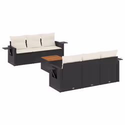 vidaXL Set Divani da Giardino con Cuscini 7pz Nero Polyrattan - Vista aggiuntiva 2