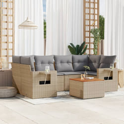 Set Divani da Giardino 7 pz con Cuscini Beige in Polyrattancod mxl 88922