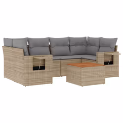 Set Divani da Giardino 7 pz con Cuscini Beige in Polyrattancod mxl 88922 - Vista aggiuntiva 2