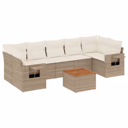 Set Divano da Giardino 8 pz con Cuscini Beige in Polyrattancod mxl 112961 - Vista aggiuntiva 2