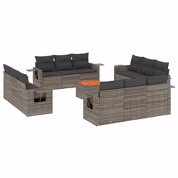 vidaXL Set Divani da Giardino 13 pz con Cuscini Grigio in Polyrattan - Vista aggiuntiva 2