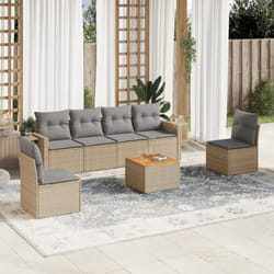 Set Divani da Giardino 7 pz con Cuscini Beige in Polyrattancod mxl 112929