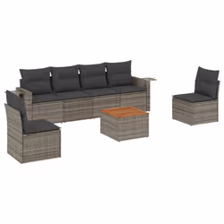 Set Divani da Giardino 7 pz con Cuscini Grigio in Polyrattancod mxl 90207 - Vista aggiuntiva 2