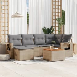 vidaXL Set Divani da Giardino 7 pz con Cuscini Beige in Polyrattan