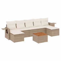 vidaXL Set Divano da Giardino 8 pz con Cuscini Beige in Polyrattan - Vista aggiuntiva 2