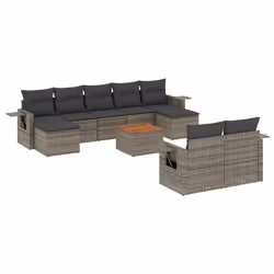 Set Divano da Giardino 10 pz con Cuscini Grigio in Polyrattancod mxl 116066 - Vista aggiuntiva 2