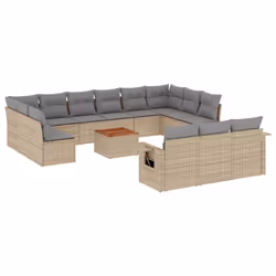 vidaXL Set Divani da Giardino 14pz con Cuscini in Polyrattan Beige - Vista aggiuntiva 2