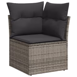vidaXL Set Divani da Giardino 14pz con Cuscini in Polyrattan Grigio - Vista aggiuntiva 3