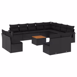 Set Divani da Giardino 13pz con Cuscini Nero in Polyrattancod mxl 88979 - Vista aggiuntiva 2