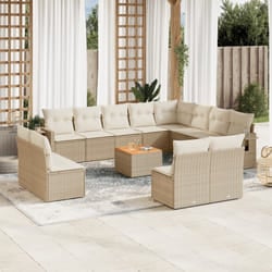 vidaXL Set Divano da Giardino 13 pz con Cuscini Beige in Polyrattan