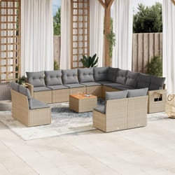 Set Divani da Giardino 14pz con Cuscini in Polyrattan Beigecod mxl 112976