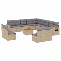 Set Divani da Giardino 14pz con Cuscini in Polyrattan Beigecod mxl 112976 - Vista aggiuntiva 2