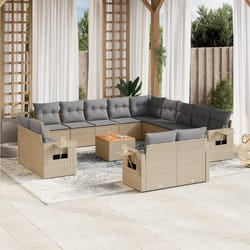 Set Divani da Giardino 14pz con Cuscini in Polyrattan Beigecod mxl 112980