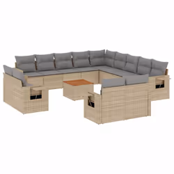 Set Divani da Giardino 14pz con Cuscini in Polyrattan Beigecod mxl 112980 - Vista aggiuntiva 2