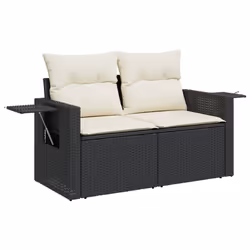 vidaXL Set Divani da Giardino 10pz con Cuscini in Polyrattan Nero - Vista aggiuntiva 3