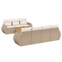 Set Divano da Giardino 8 pz con Cuscini Beige in Polyrattancod mxl 113803 - Vista aggiuntiva 2