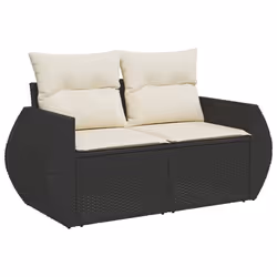 vidaXL Set Divani da Giardino con Cuscini 7pz Nero Polyrattan - Vista aggiuntiva 3