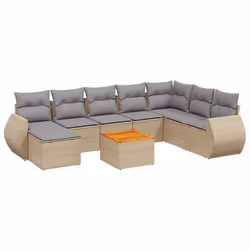 Set Divano da Giardino 9 pz con Cuscini Beige in Polyrattancod mxl 114236 - Vista aggiuntiva 2