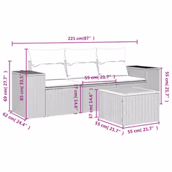 vidaXL Set Divani da Giardino 4 pz con Cuscini Nero in Polyrattan - Vista aggiuntiva 3