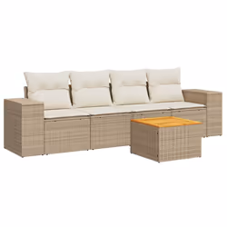 Set Divano da Giardino 5 pz con Cuscini Beige in Polyrattancod mxl 87487 - Vista aggiuntiva 2