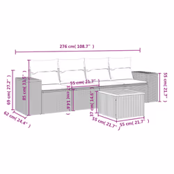 Set Divano da Giardino 5 pz con Cuscini Beige in Polyrattancod mxl 87487 - Vista aggiuntiva 3