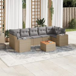 vidaXL Set Divano da Giardino 8 pz con Cuscini Beige in Polyrattan