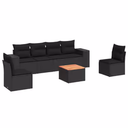 vidaXL Set Divani da Giardino con Cuscini 7pz Nero Polyrattan - Vista aggiuntiva 2