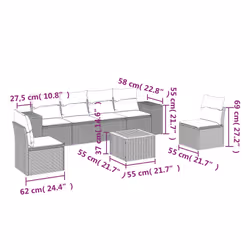 vidaXL Set Divani da Giardino con Cuscini 7pz Nero Polyrattan - Vista aggiuntiva 3