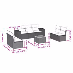 vidaXL Set Divani da Giardino con Cuscini 8 pz Nero in Polyrattan - Vista aggiuntiva 3