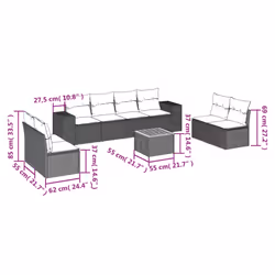 vidaXL Set Divano da Giardino 9 pz con Cuscini Grigio in Polyrattan - Vista aggiuntiva 3