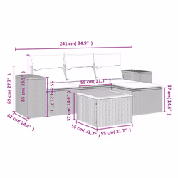 Set Divani da Giardino 5 pz con Cuscini in Polyrattan Nerocod mxl 113920 - Vista aggiuntiva 3