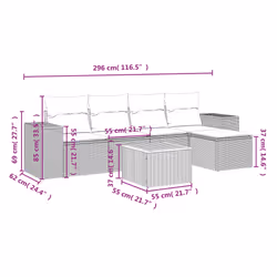 vidaXL Set Divano da Giardino 6 pz con Cuscini Beige in Polyrattan - Vista aggiuntiva 3